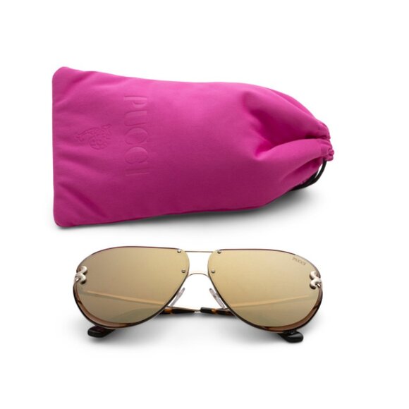 EMILIO PUCCI Gold 66mm Aviator Sunglasses - Picture 1 of 2